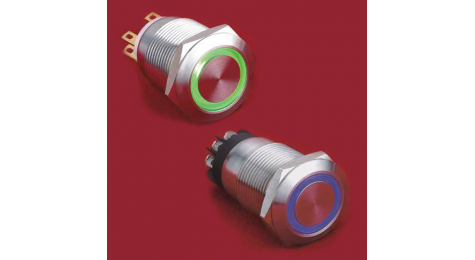 pushbutton ; vandal; design; fast break; high reliability; long life expectancy ; easy integration; waterproof; impact resistance ; aggressive industrial environment; 19 mm, push button light ring, flush