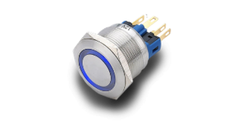 pushbutton ; vandal; design; fast break; high reliability; long life expectancy ; easy integration; waterproof; impact resistance ; aggressive industrial environment; 22 mm, push button light ring, flush