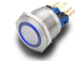 pushbutton ; vandal; design; fast break; high reliability; long life expectancy ; easy integration; waterproof; impact resistance ; aggressive industrial environment; 22 mm, push button light ring, flush