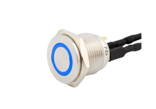 boutons poussoirs 16mm bombé anneau lumineux à rupture lente